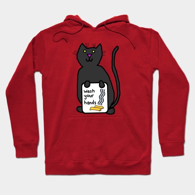 Cute Cats say Wash Your Hands Sign Hoodie by ellenhenryart